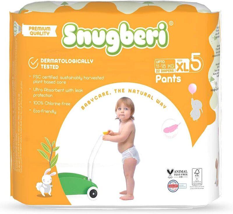 

Snugberi Diaper Pants, Size 5, X Large, 11-18 kg, 22 Count