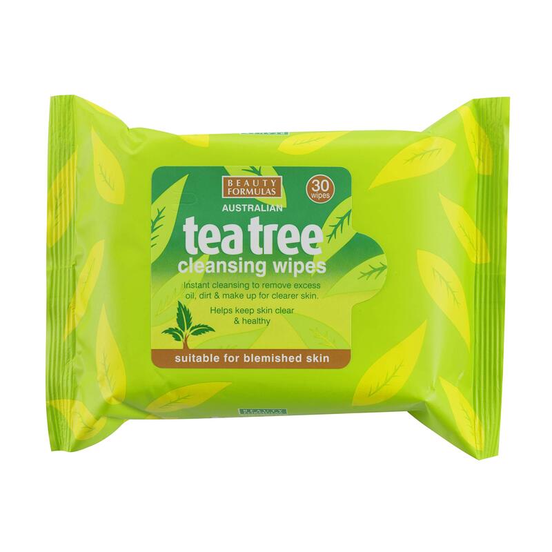 Beauty Formulas Tea Tree Cleansing Wipes, 30 Sheets