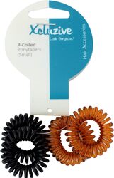 Xcluzive 4-Coiled Ponytailers, Small, 4 Pieces