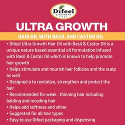 Difeel Ultra Growth 98% Natural Basil And Castor Hair Growth Oil for Damaged Hair, 70g