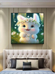 Uptrack Lifestyle Fashionable Cat & Flower Pattern DIY Diamond Painting, Multicolour