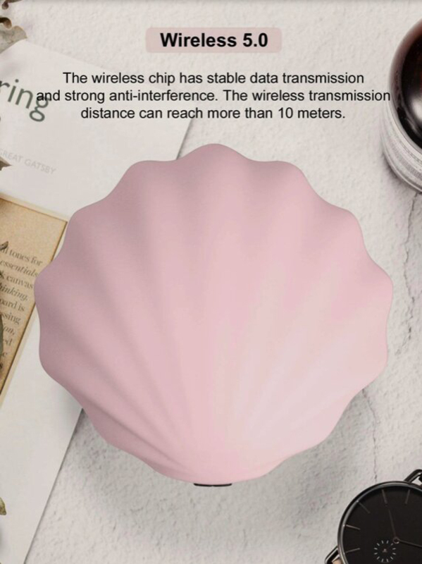 Uptrack Lifestyle Shell Shape Wireless Shower Speaker with Sucker, Pink