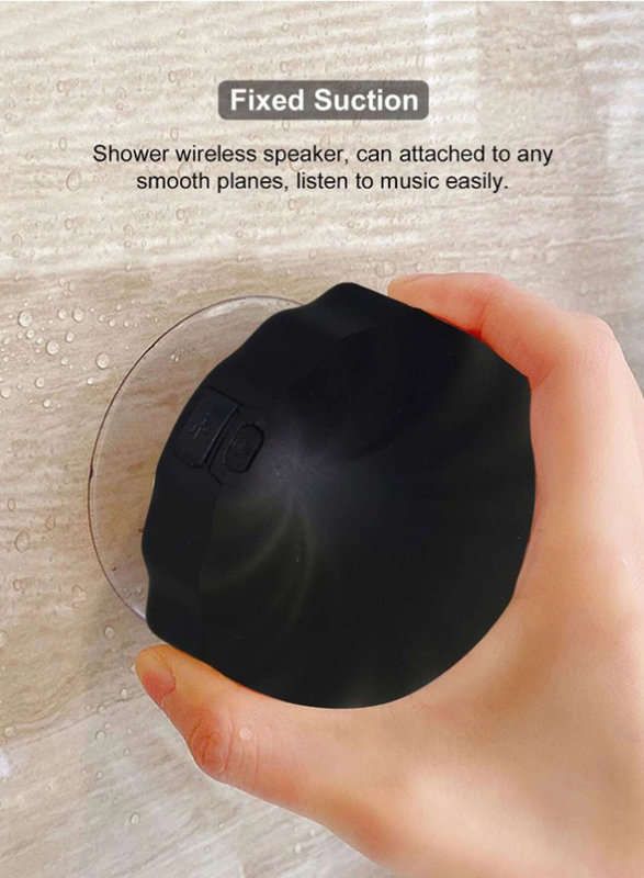 Uptrack Lifestyle Shell Shape Wireless Shower Speaker with Sucker, Black