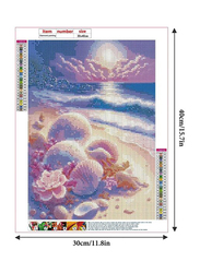 Uptrack Lifestyle Beach & Shell Pattern DIY Diamond Unframed Painting, Multicolour