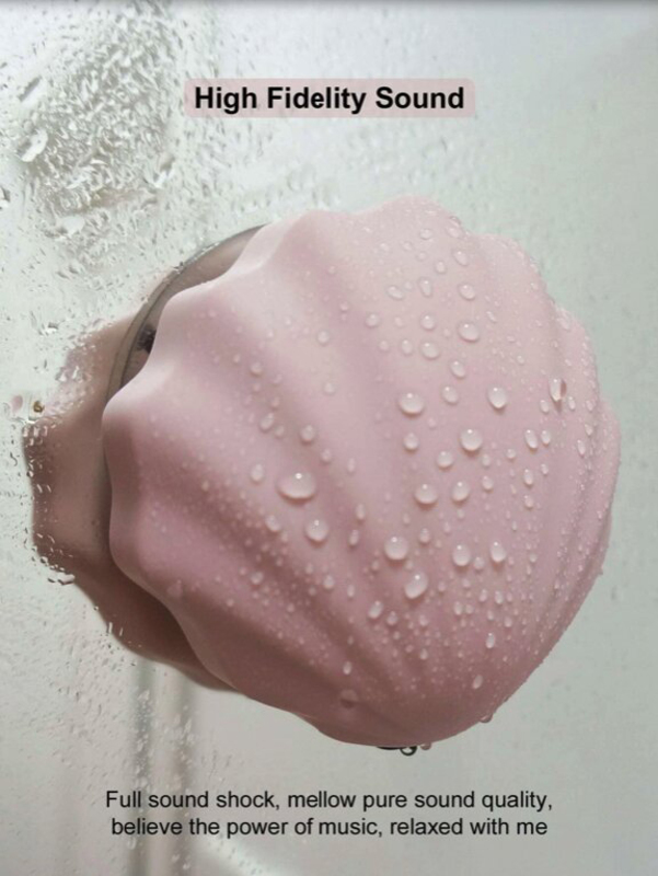 Uptrack Lifestyle Shell Shape Wireless Shower Speaker with Sucker, Pink