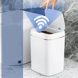 Uptrack Lifestyle 13L Rechargeable Intelligent Quiet Sensor Automatic Trash Can, White