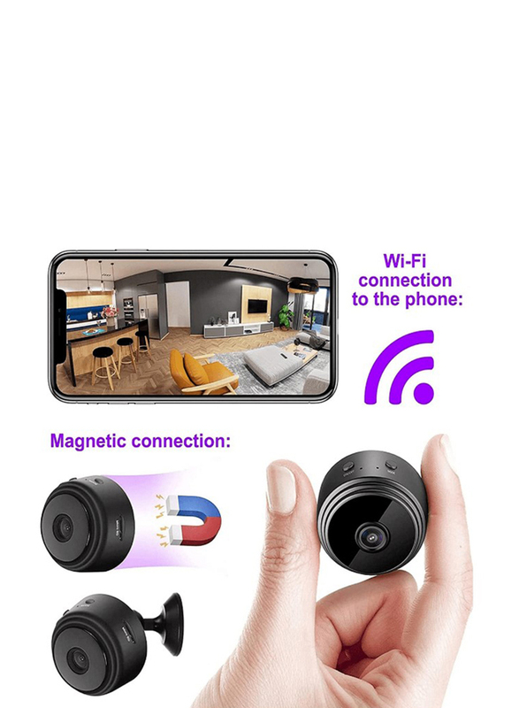 Uptrack Lifestyle Wi-Fi Mini Camera HD 1080p Wireless Video Recorder, White