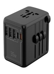 World International Travel Plug Power Adapter by Brandtech Travel Adapter 35W PD Ultra-Fast Wall Charger AC Plug Adaptor Worldwide All in One for USA EU UK AUS (Black)