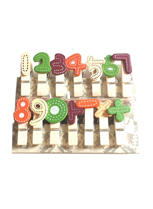 

Mindset Wooden Craft Number Notation Pegs, 14 Pieces, Multicolour