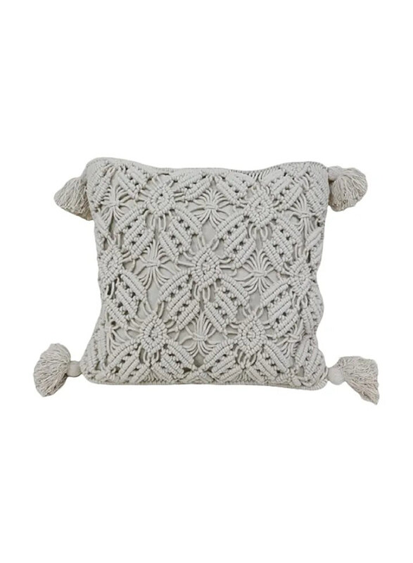 

Cherrypick Macrame Cushion Cover with Pillow, Grey