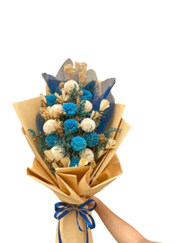 

Eco Flowers Luxury Dried Flowers Bouquet, Blue/White