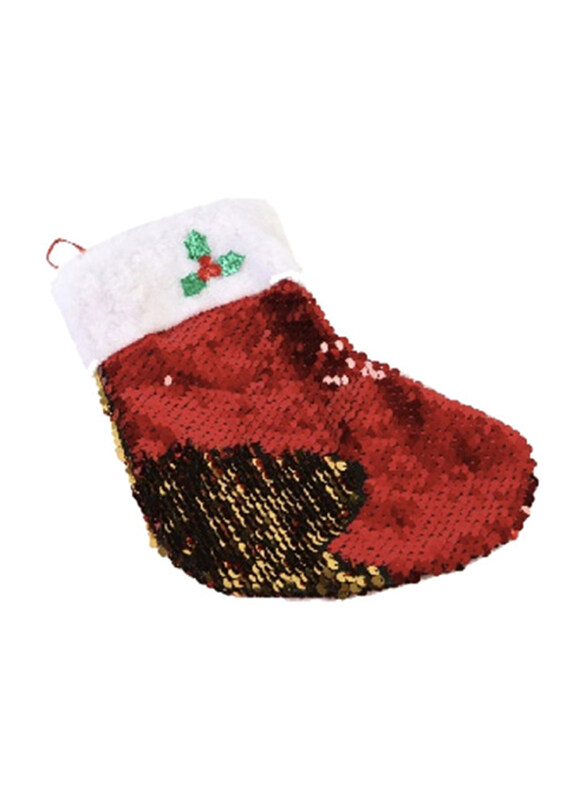 

Merry Christmas Glitter Sequin Santa Socks, 16cm, Red