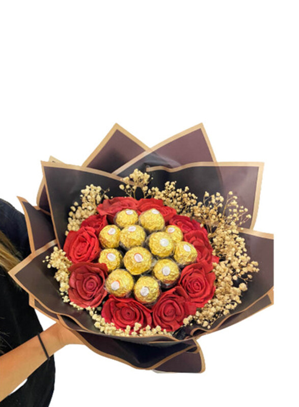 

Eco Flowers Ferrero Rocher & Rose Bouquet, Red