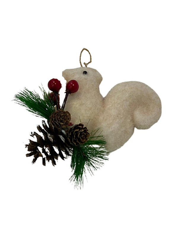 

Merry Christmas Squirrel Hanging Decoration, 20cm, White