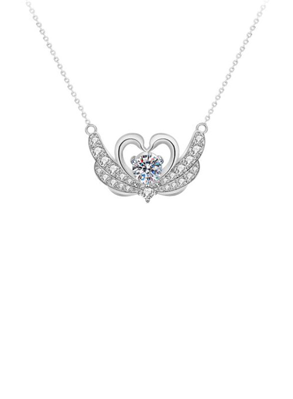 

Moissanite Jewelry Collection New Swan 925 Sterling Silver Necklace for Women with Cubic Zirconia Stone, Silver