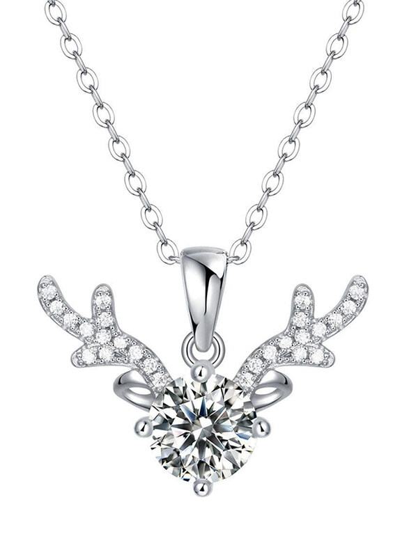 

Moissanite Jewelry Collection Bridesmaid Angle Deer 925 Sterling Silver Necklace for Women with Cubic Zirconia Stone, Silver