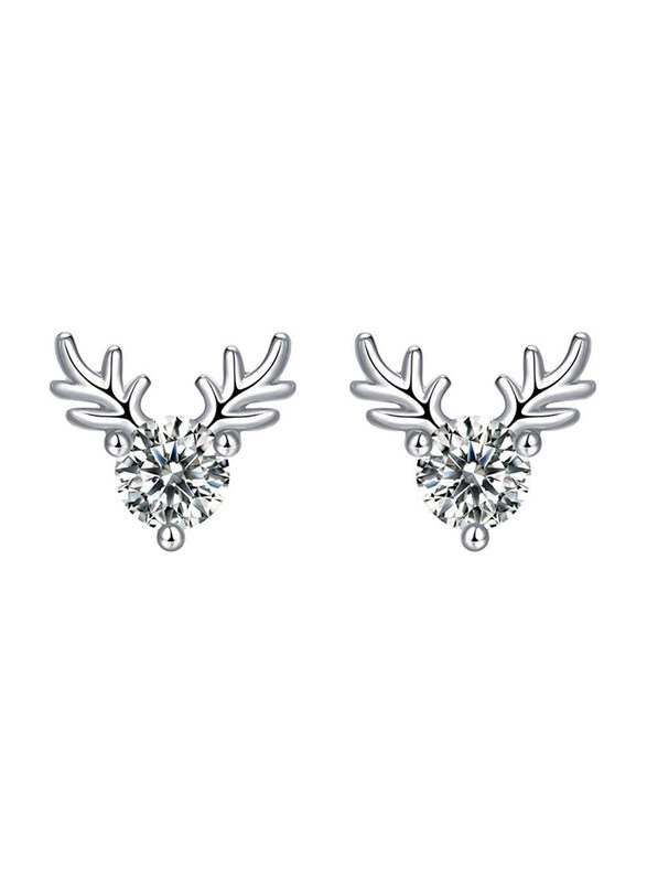 

Moissanite Jewelry Collection Graduation Deers 925 Sterling Silver Stud Earrings for Women with Cubic Zirconia Stone, Silver