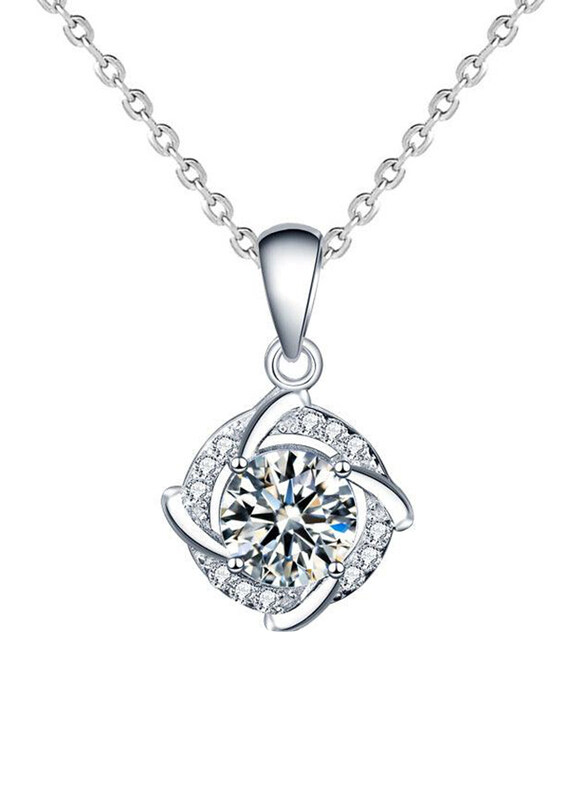 

Moissanite Jewelry Collection Friend's Windmill 925 Sterling Silver Necklace for Women with Cubic Zirconia Stone, Silver