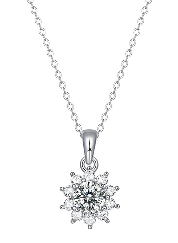 

Moissanite Jewelry Collection Sweet Snowflake New 925 Sterling Silver Necklace for Women with Cubic Zirconia Stone, Silver