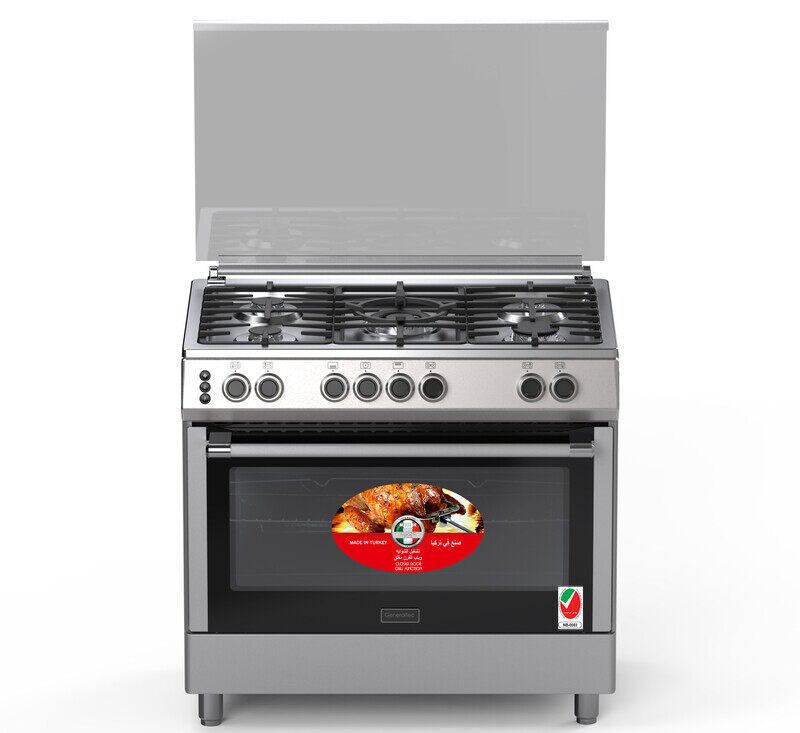 

Generaltec 90x60 cm Cooking Range GCTR98DGL, Big Wok Burner, Auto Ignition, Full Safety System, Convection Fan, Assembled in Turkey with Italian Spare