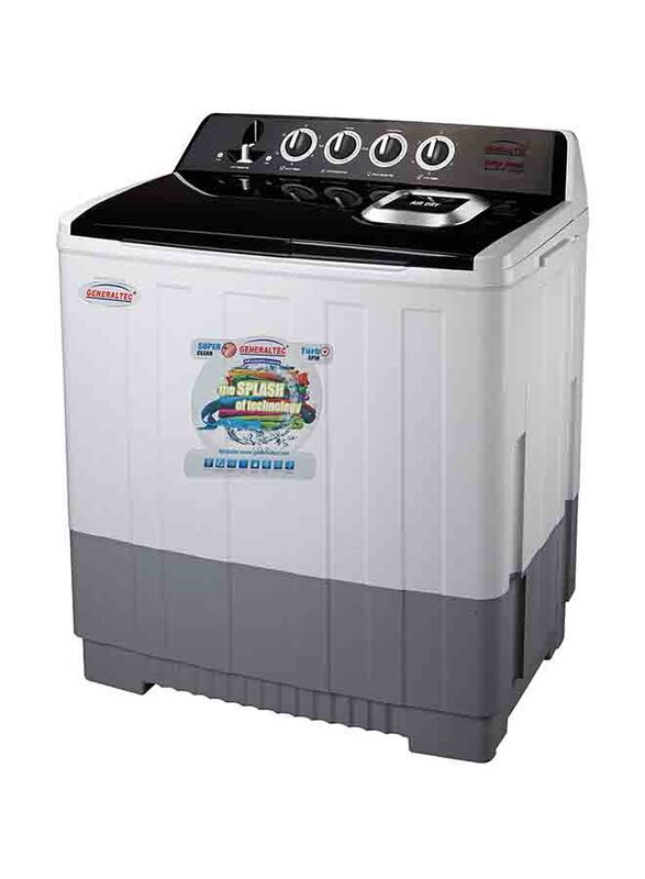 Generaltec 20Kg Semi-Automatic Twin Tub Top Load Washing Machine with Turbo Spin Dryer, White