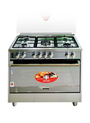 Generaltec 5 Burner Free Standing Oven/Cooking Range (90x60) and Closed Door Grill Function, GCTR99DSP, Silver