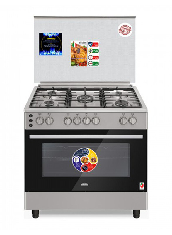 

Generaltec 5 Burner Free Standing Cooking Range and Oven with Self-Cleaning Function, Closed Door Grill System, GCTR97FB2, Silver