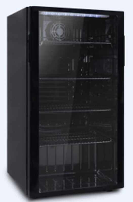 

Generaltec Chiller, 92L, Single Glass Door, 4 Shelves, Black