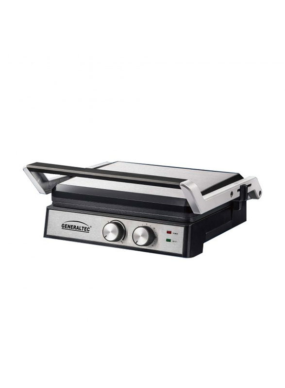 Generaltec Electric Contact Grill with Floating Hinge System, 2000W, Silver