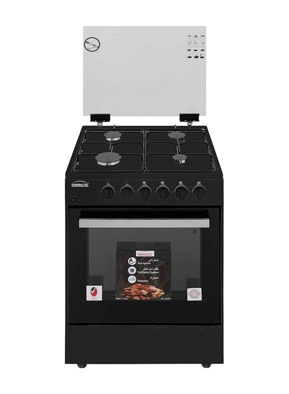 

Generaltec 4 Gas Burner Auto Ignition Freestanding Gas Cooking Range, GCTR60BF, Black