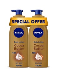 Nivea Cocoa Butter Body Lotion, Vitamin E, Dry Skin, 2 x 400ml
