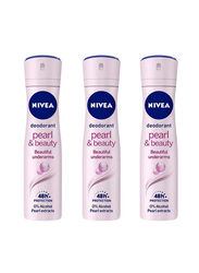 Nivea Pearl and Beauty Deodorant, 3 x 150ml