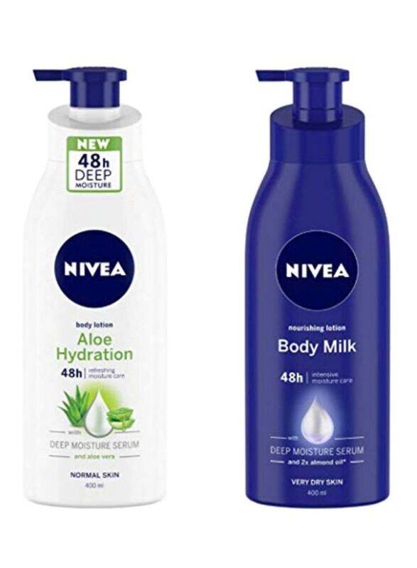 

Nivea Aloe Hydration Body Lotion with Deep Moisture Serum, 2 x 400ml