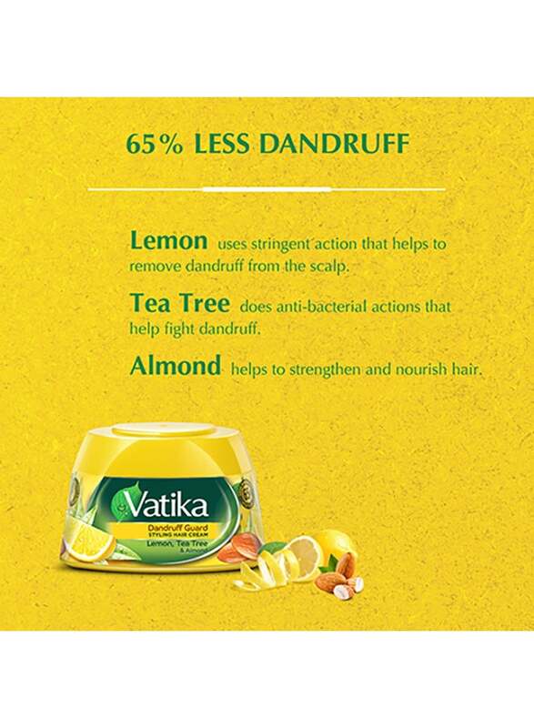 Vatika Dabur Dandruff Guard Styling Hair Cream Enriched with Lemon Tea Tree and Almond, 140ml