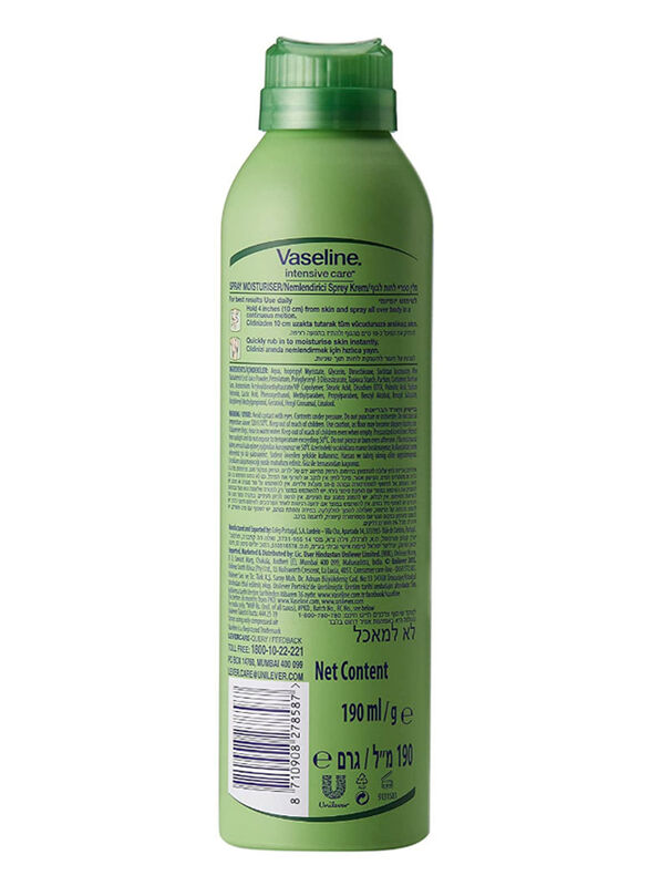 Vaseline Intensive Care Aloe Soothe Spray Moisturizer, 190ml