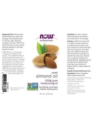 Now Foods 100% Sweet Almond Moisturizing Oil, 4oz