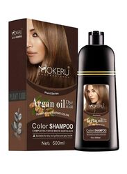 Mokeru Argan Oil Dye Hair Color Shampoo, 500ml, Dark Brown