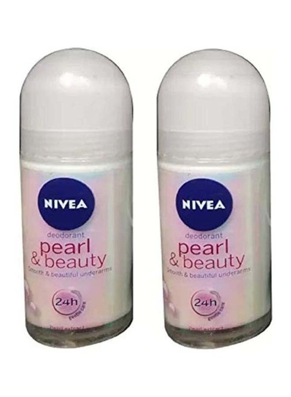 Nivea Pearl & Beauty Deodorant Roll-On, 2 x 200ml