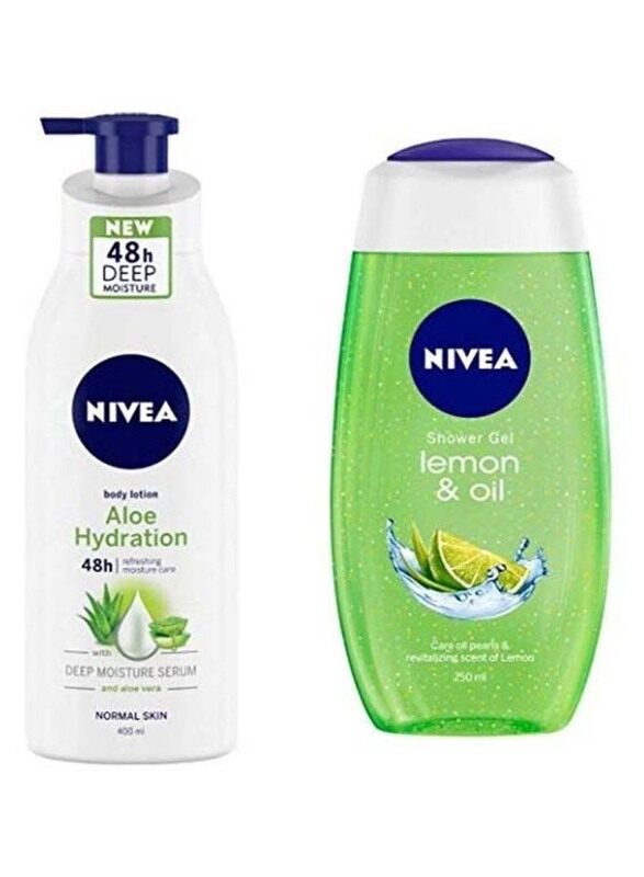 

Nivea Body Lotion Aloe Hydration for Normal Skin 400ml + Shower Gel Lemon & Oil Body Wash 250ml