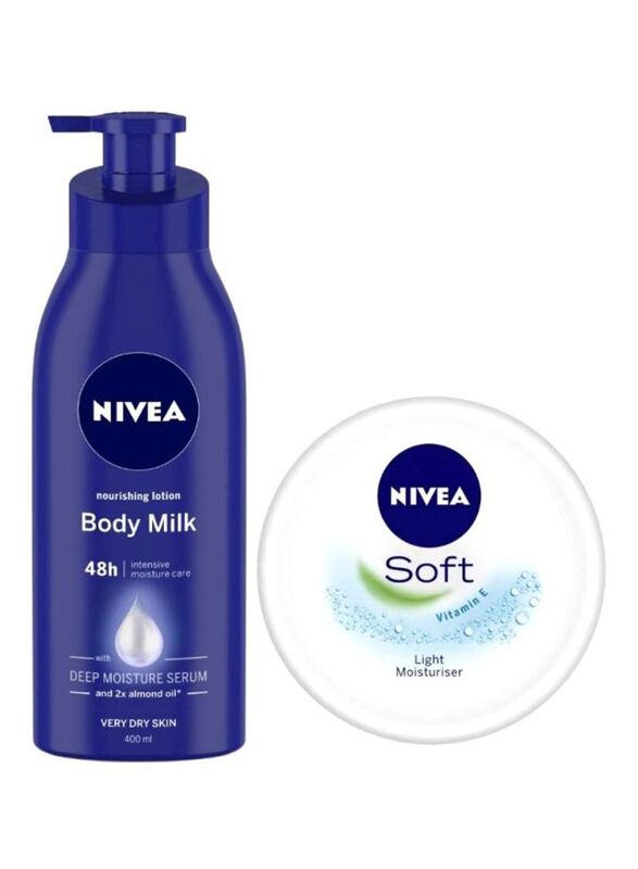 Nivea Nourishing Lotion Body Milk with Soft Light Moisturising Cream, 400ml + 400ml, 2 Pieces