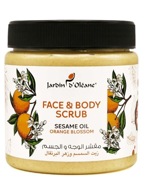 Jardin d'Oleane Face And Body Scrub with Sesame Oil and Orange Blossom, 500gm