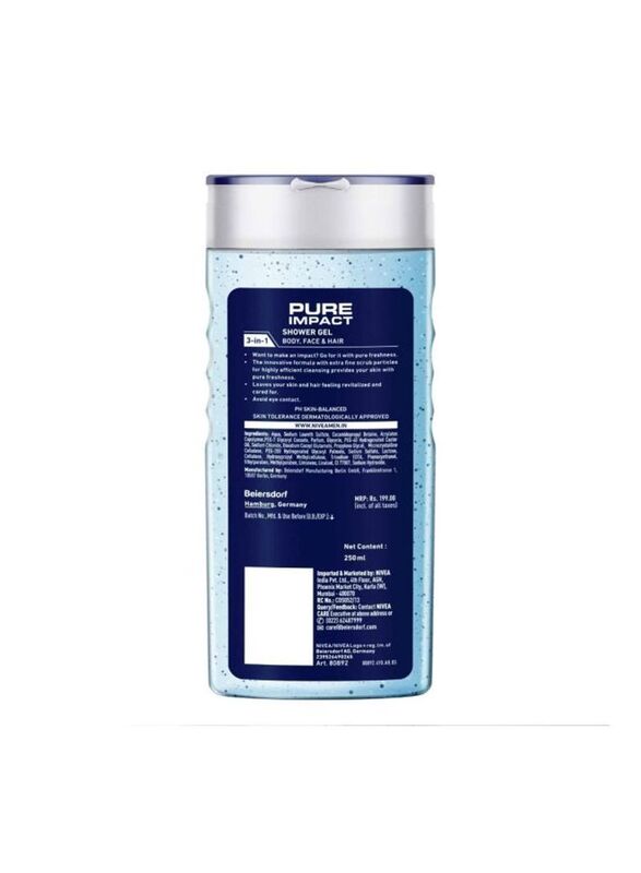 Nivea Men Pure Impact Shower Gel, 3 x 250ml