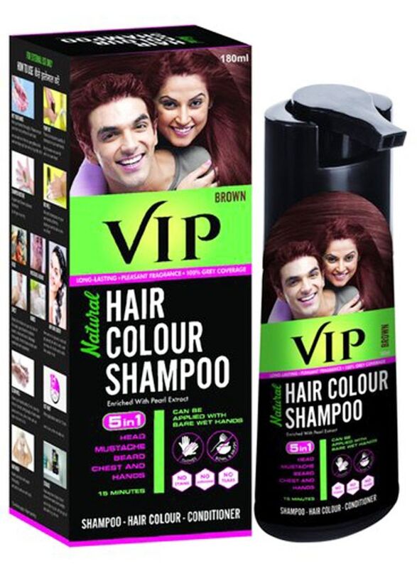 VIP Natural Hair Colour Shampoo, 180ml, Brown