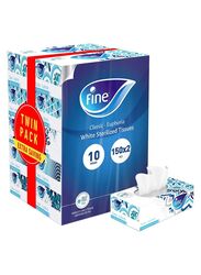 Fine 2 Ply Classic Facial Tissue, White, 10 Boxes