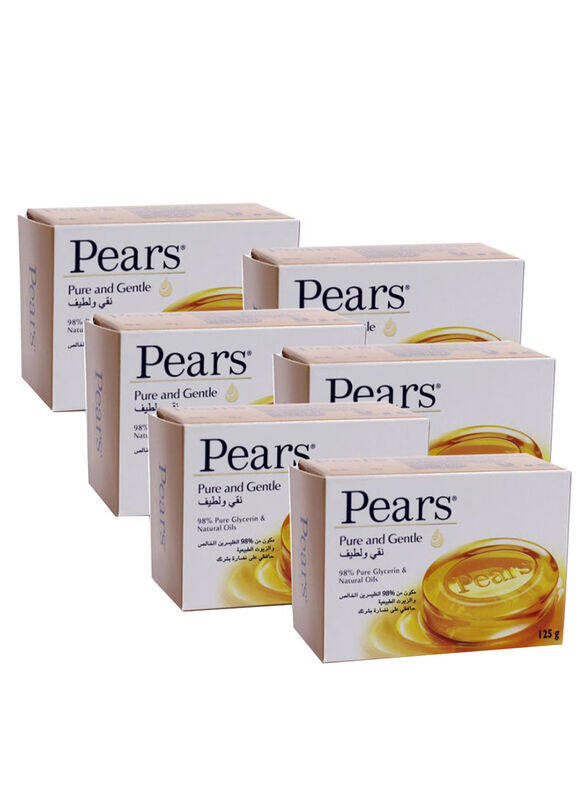 

Pears Pure Glycerine & Natural Oil Soap, Yellow, 6 x 125 gm