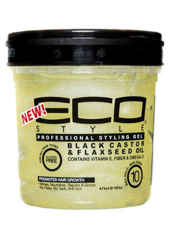 Eco Black Castor Oil and Flaxseed Professional Styling Hair Gel, 16oz