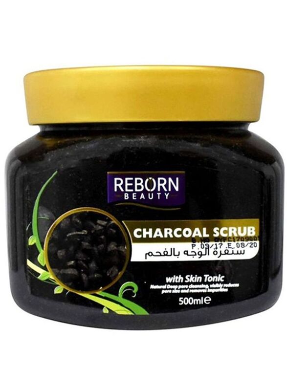 Reborn Beauty Charcoal Scrub with Skin Tonic Black, 500ml