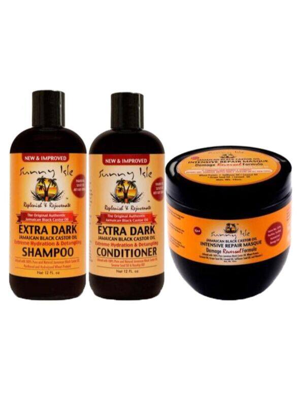 

Sunny Isle Extra Dark Shampoo & Conditioner With Intensive Repair Masque for All Hair Type, 3 Piece