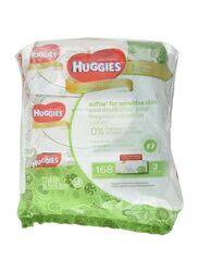 Huggies 3 x 56 Wipes Natural Care Wipes for Babies