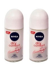 Nivea Dry Comfort Deodorant Roll On, 2 x 100ml